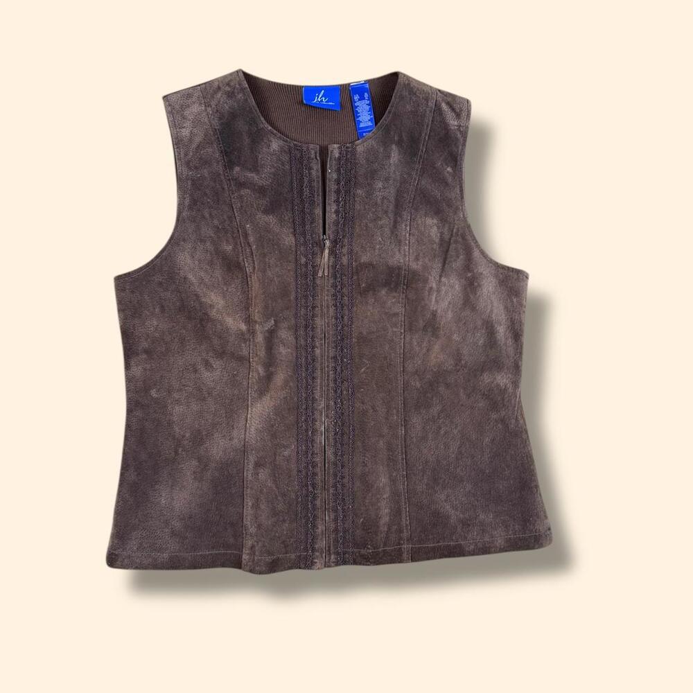 Women’s J.H. Collectibles Vintage Suede Zip Up Vest Size XL